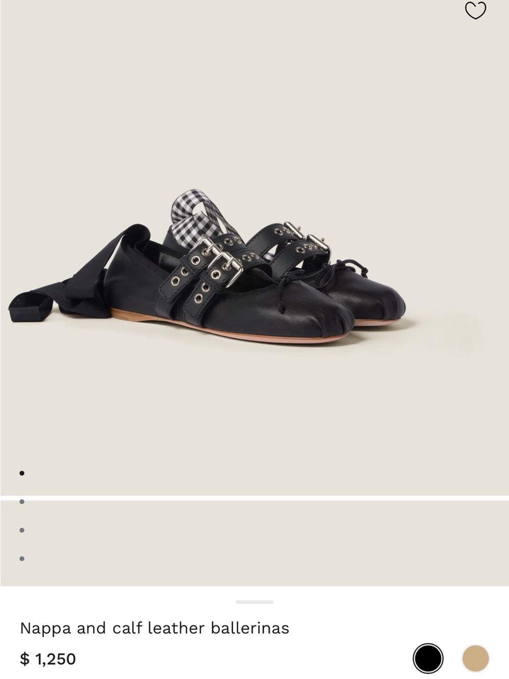 Miu Miu Black Leather Ballet Flats with Buckle Straps